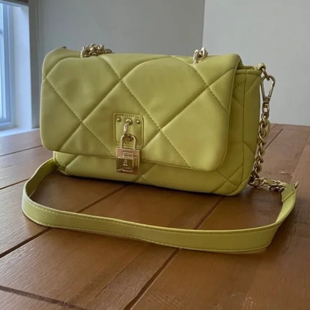 Steve Madden Quilted Soft Yellow Shoulder Crossbody Bag